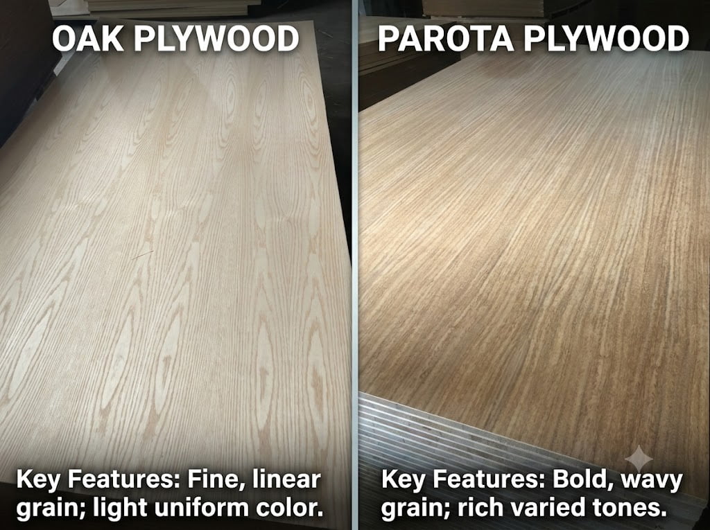 Parota Plywood vs Oak Plywood